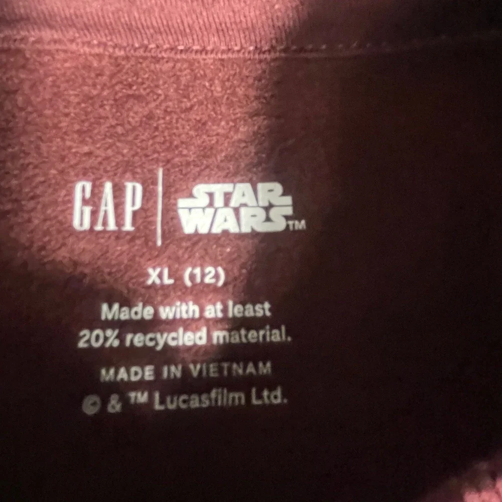 Gap Star Wars Kids XL 12 Maroon Crewneck Sweatshirt Jedi Order Graphic Pullover